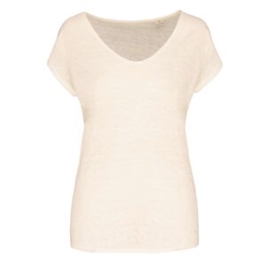 Model LADIES' V-NECK LINEN T-SHIRT SP321