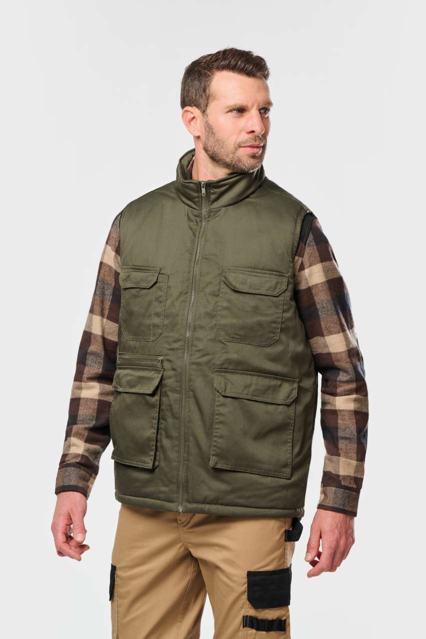 Model UNISEX PADDED MULTI-POCKET POLYCOTTON VEST WK607 - Image 2